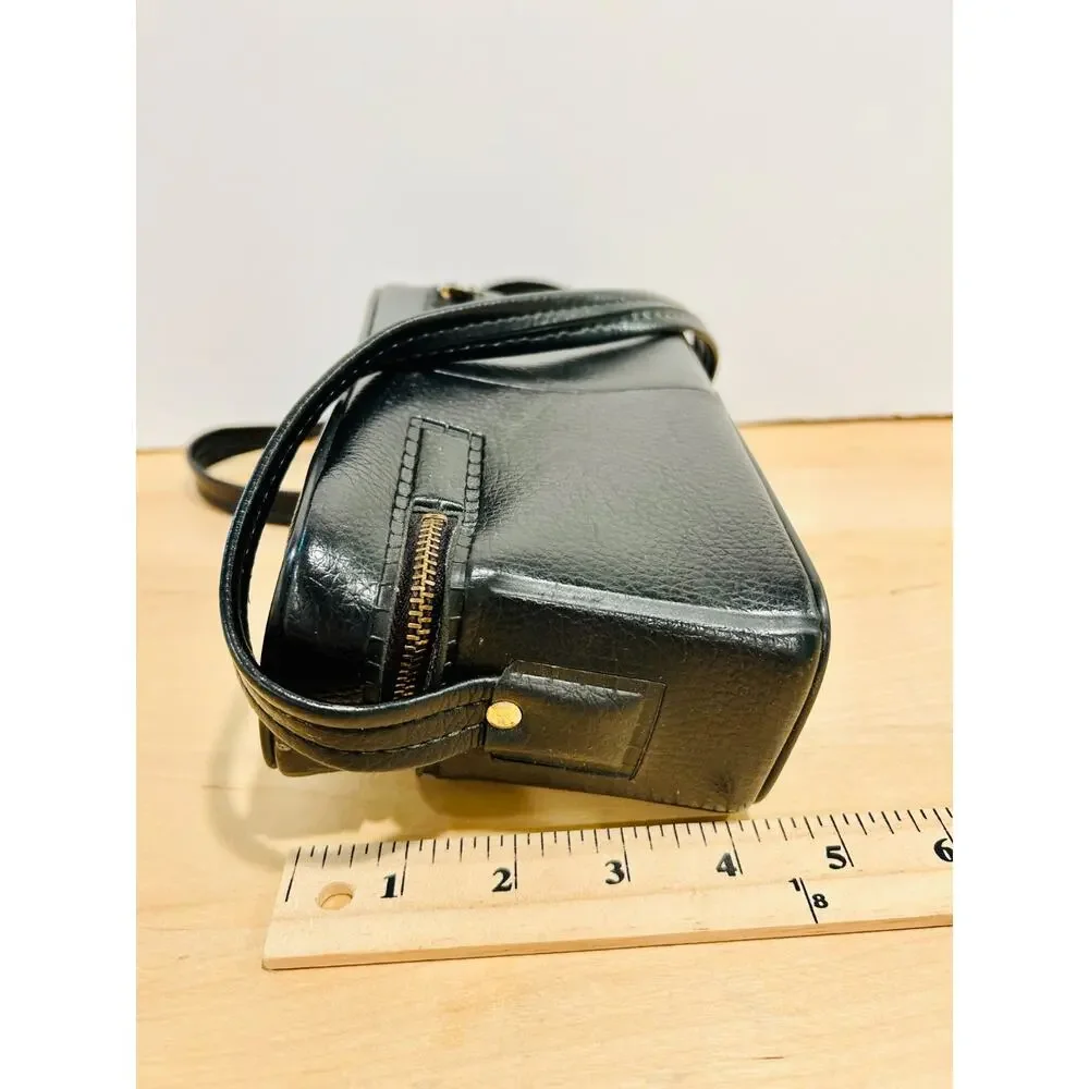 Vintage Kodak Camera Bag Black Faux Leather Crossbody Case Small Retro